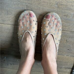 KHAITE Tan Studded Women's Flats